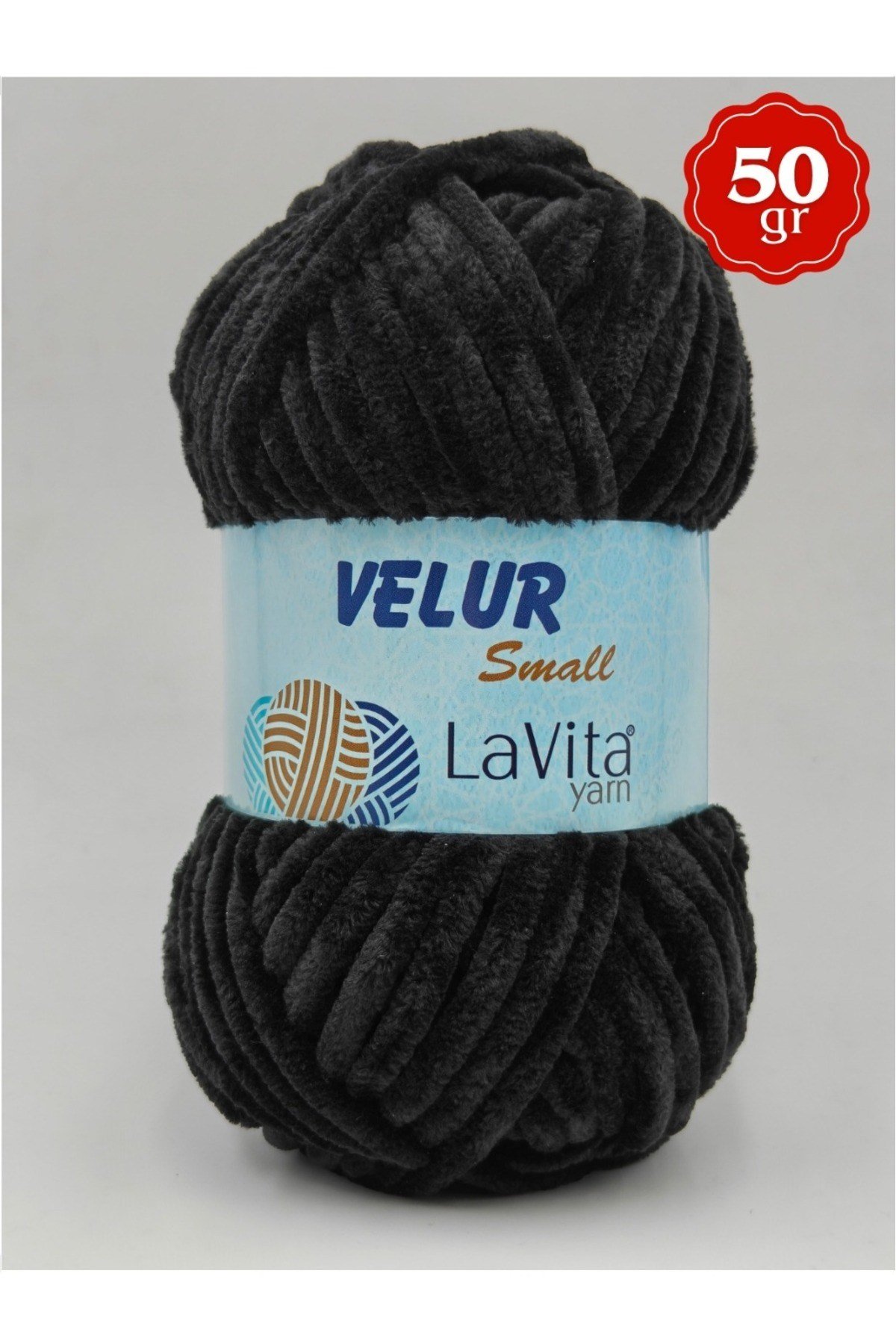 LaVita Velur Small Kadife El Örgü İpi %100 Polyester 50gr (6500 SİYAH)