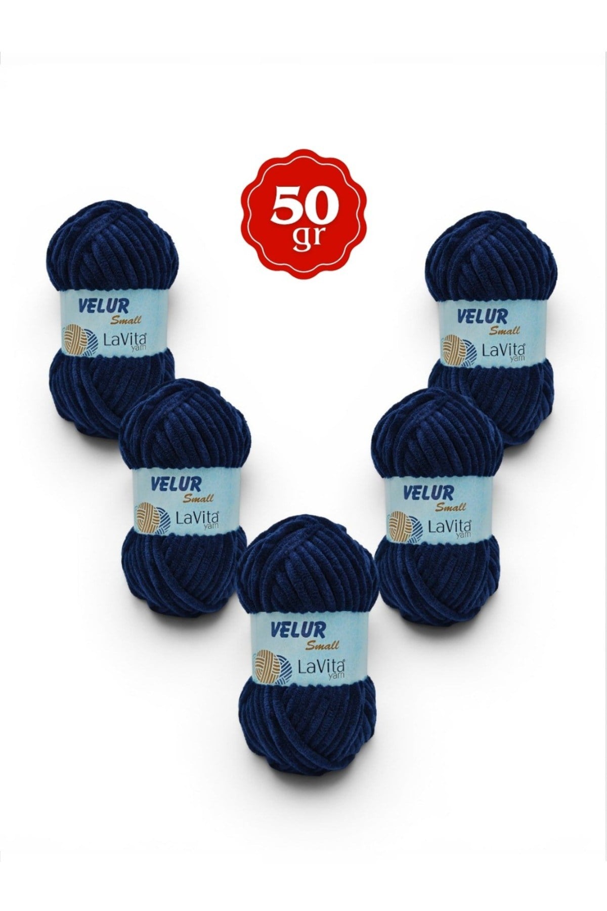 LaVita Velur Small Kadife El Örgü İpi %100 Polyester 250gr 5 ADET (5301 LACİVERT)