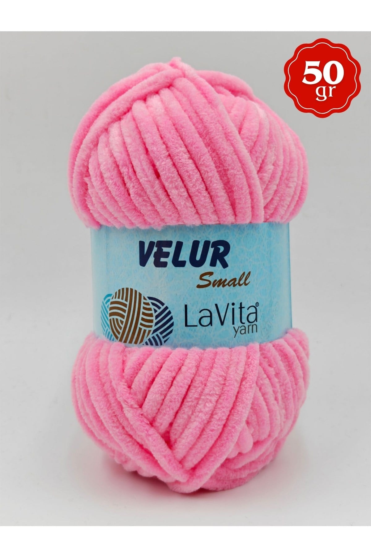 LaVita Velur Small Kadife El Örgü İpi %100 Polyester 50gr (4017 ŞEKER PEMBE)