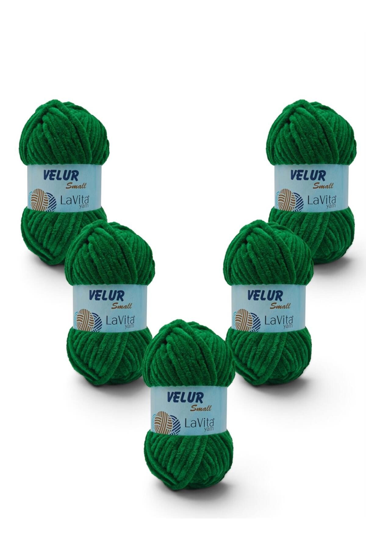 LaVita Velur Small Kadife El Örgü İpi %100 Polyester 250gr 5 ADET (8148 YEŞİL)