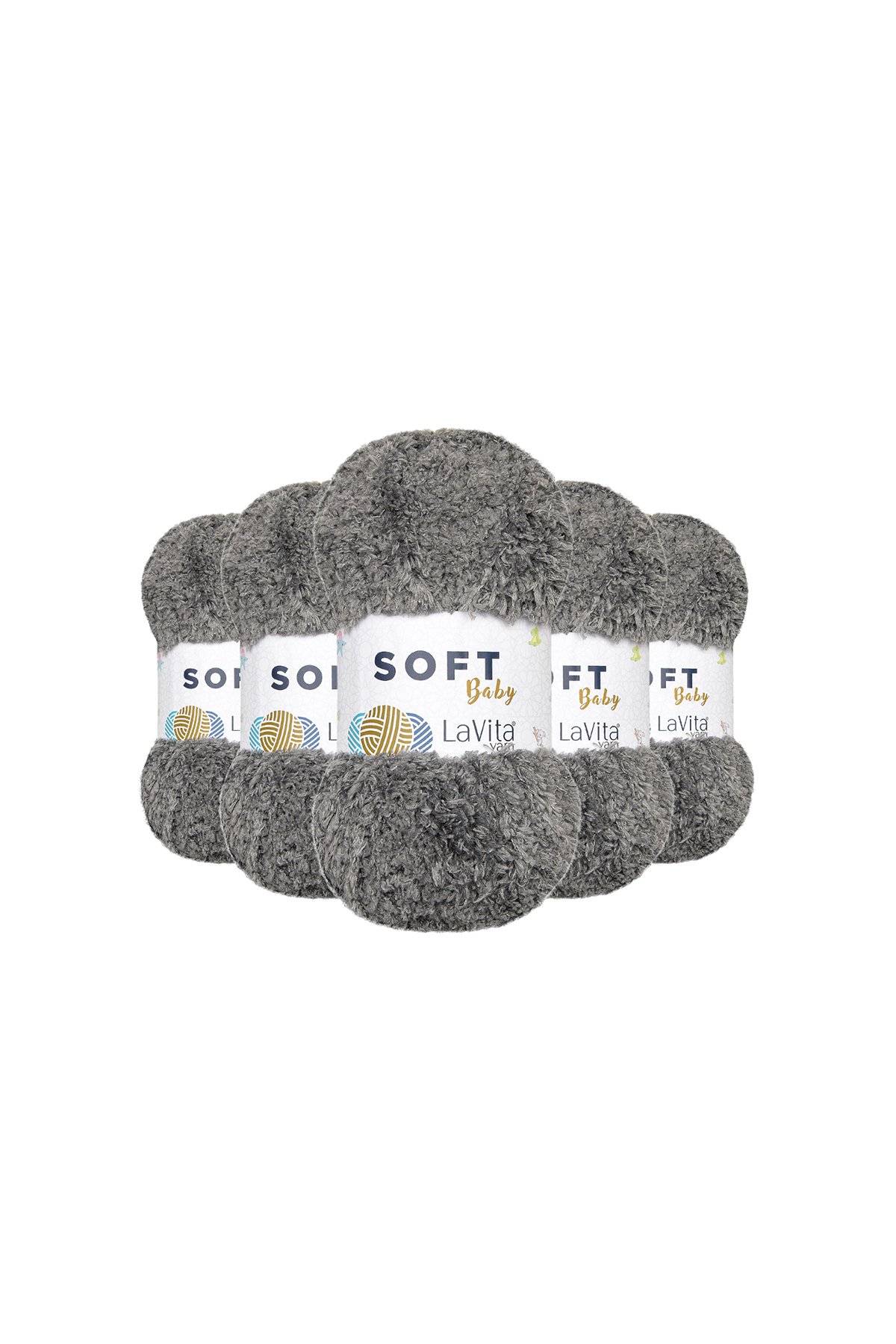 Soft El Örgü İpi %100 Soft Polyester 500gr 5 ADET (6019 O.GRİ)