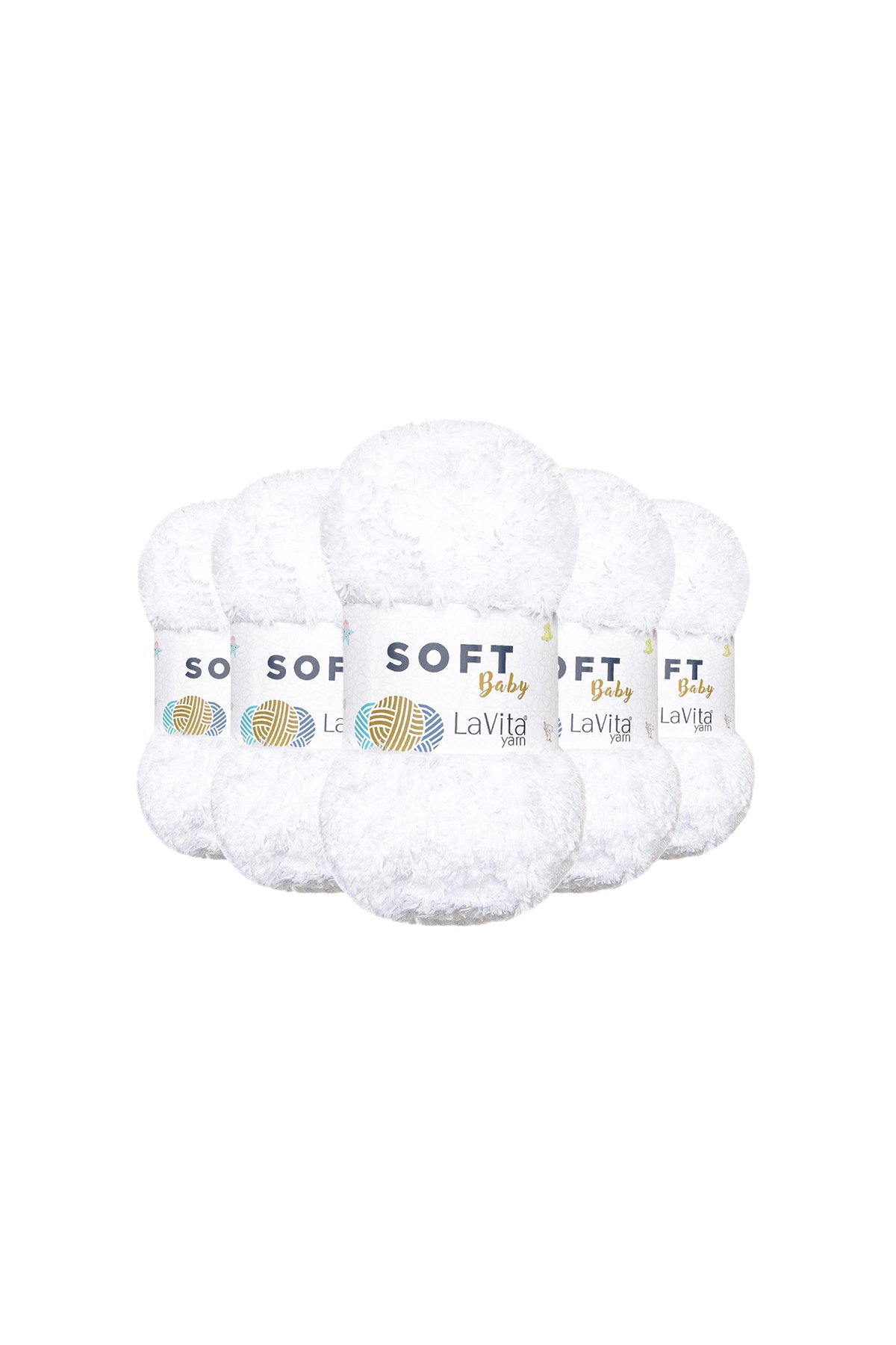 Soft El Örgü İpi %100 Soft Polyester 500gr 5 ADET (1002 OPTİK BEYAZ)