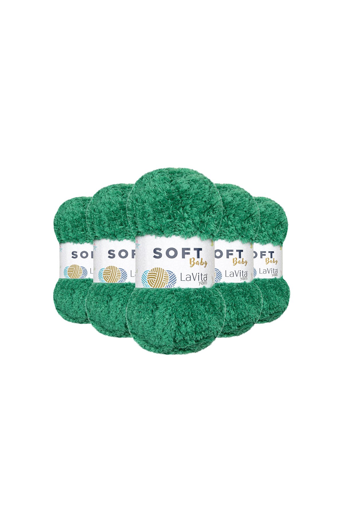 Soft El Örgü İpi %100 Soft Polyester 500gr 5 ADET (8122 BENETON YEŞİLİ)