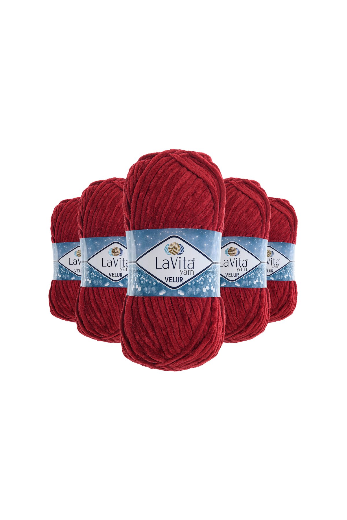 Velur Kadife El Örgü İpi %100 Polyester 500gr 5 ADET (3017 KIRMIZI)