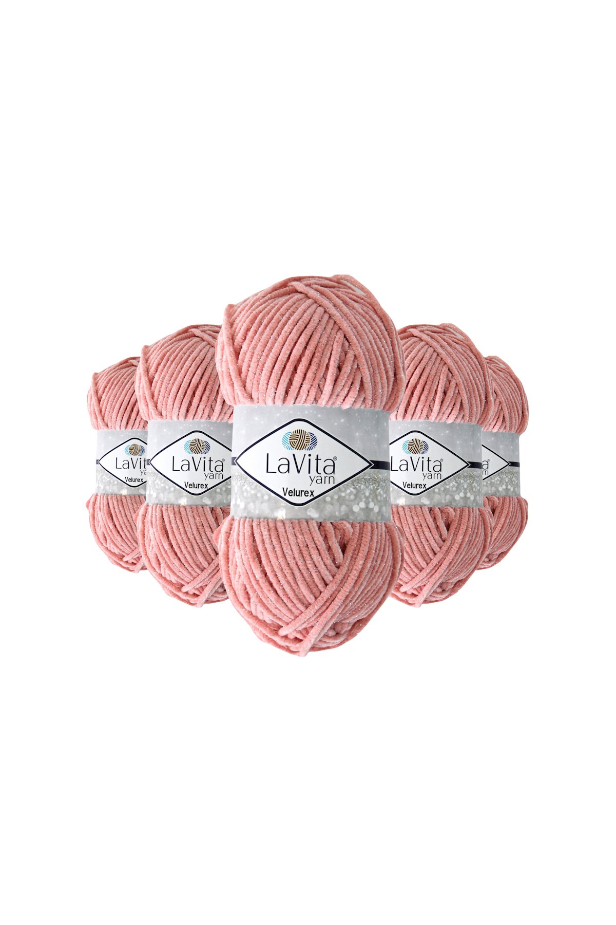 Velurex Simli El Örgü İpi %90 Polyester %10 Lurex 500gr 5 ADET (4105 PUDRA)