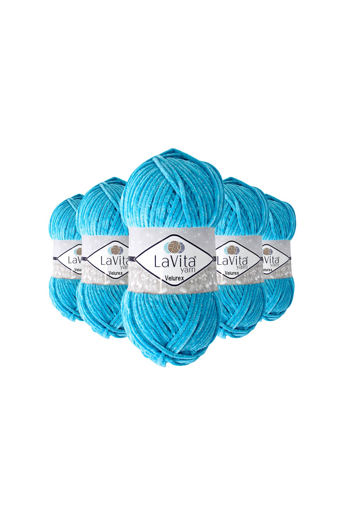 Velurex Simli El Örgü İpi %90 Polyester %10 Lurex 100gr 5 ADET (5801 TURKUAZ)