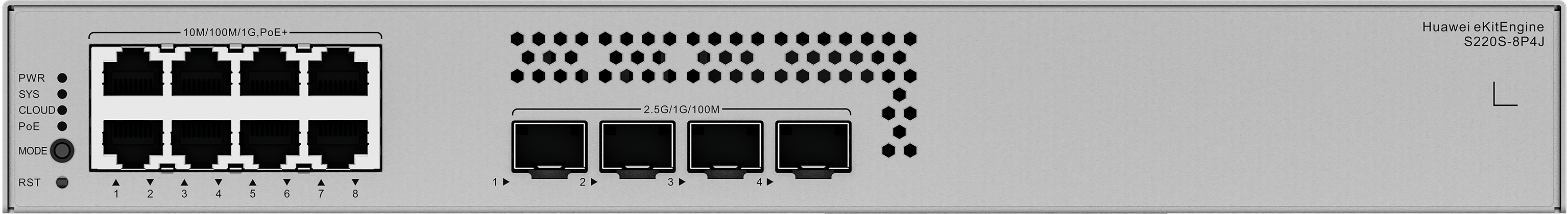 HUAWEI 8port 128w FULL PoE eKIT S220S-8P4J GIGABIT 4 SFP 2.5 GE Yönetilebilir Switch RackMount Layer