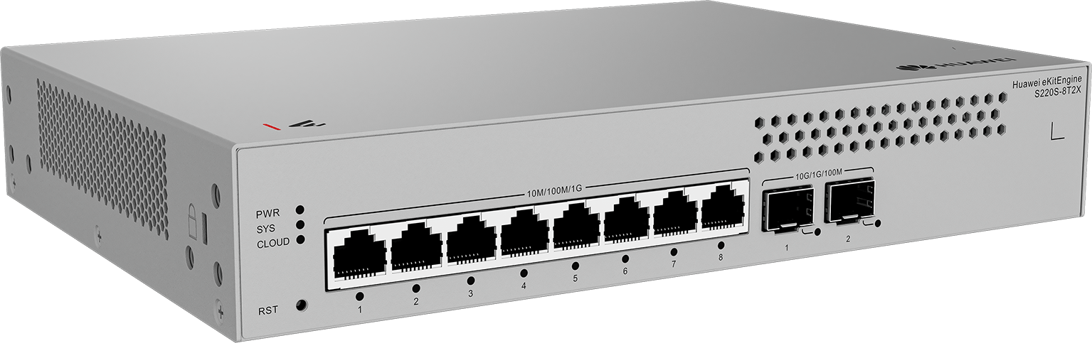 HUAWEI 8port eKIT S220S-8T2X GIGABIT 2xSFP+ Yönetilebilir Switch RackMount Layer2
