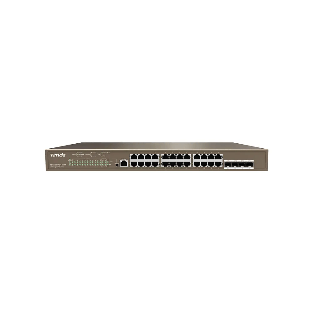 TENDA 24port 410W FULL PoE TEG5328P-24-410W GIGABIT 4X SFP Yönetilebilir Switch RackMount