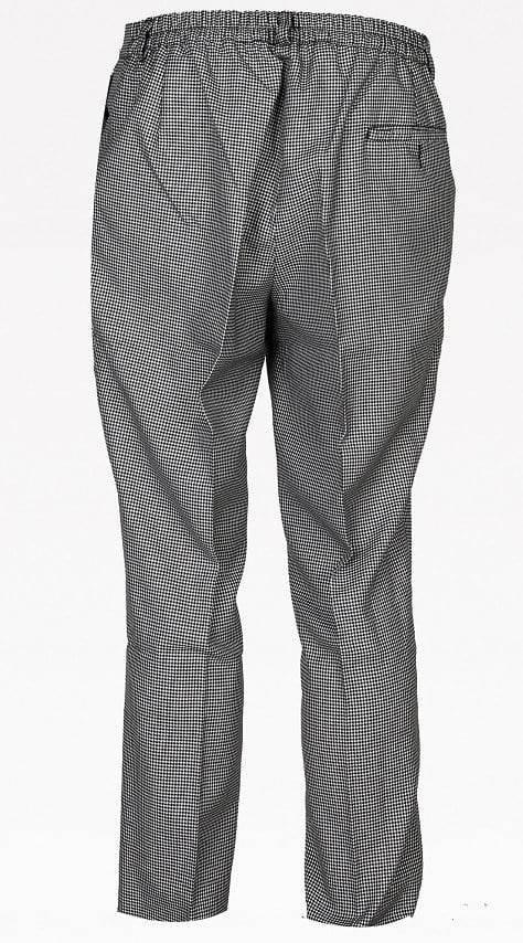 Aşçı Pantolonu Lastikli Siyah Beyaz Kazayağı Desenli Unisex Şef Pantolon