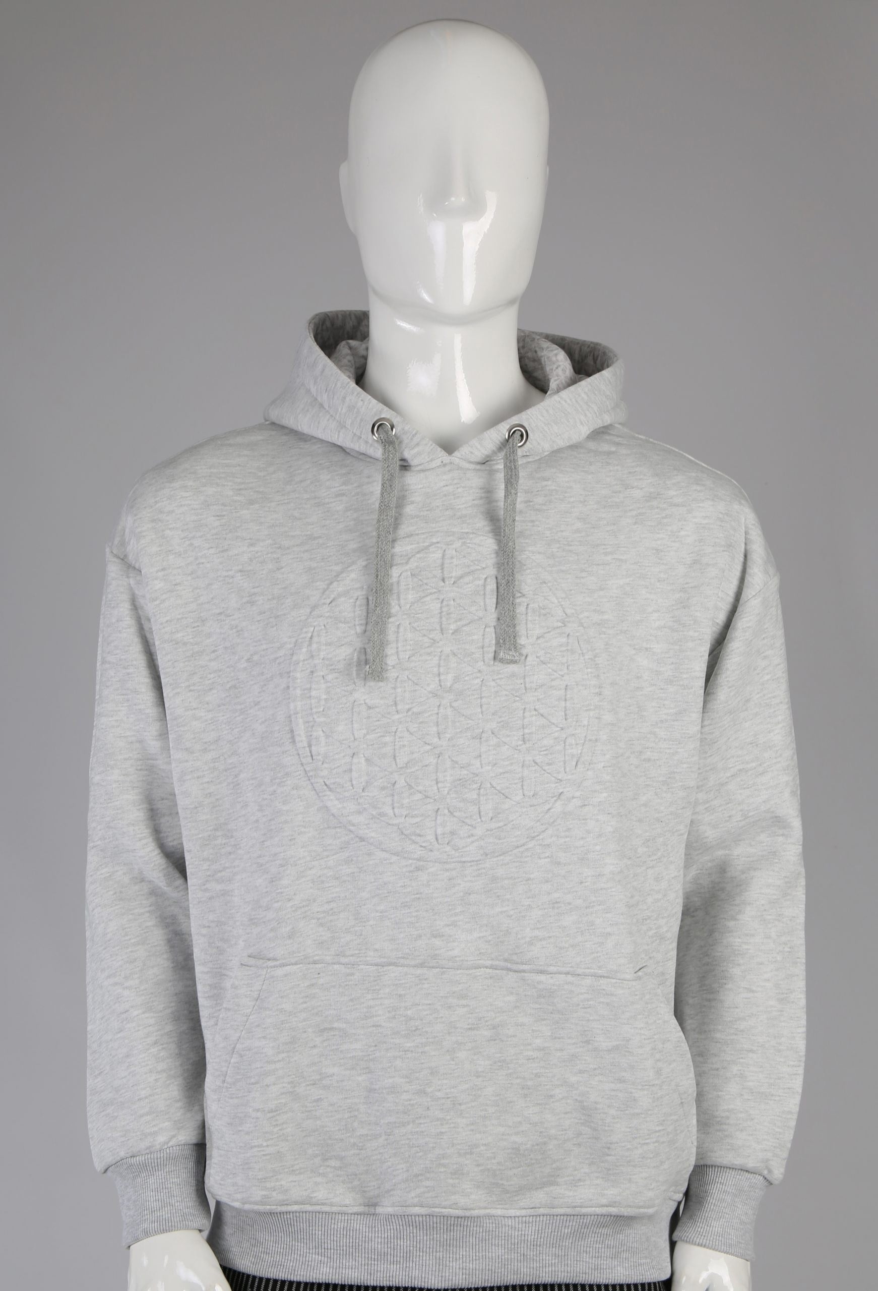 Gofre Baskılı Kar Melanj Unisex Pamuklu Oversize Kapüşonlu Sweatshirt
