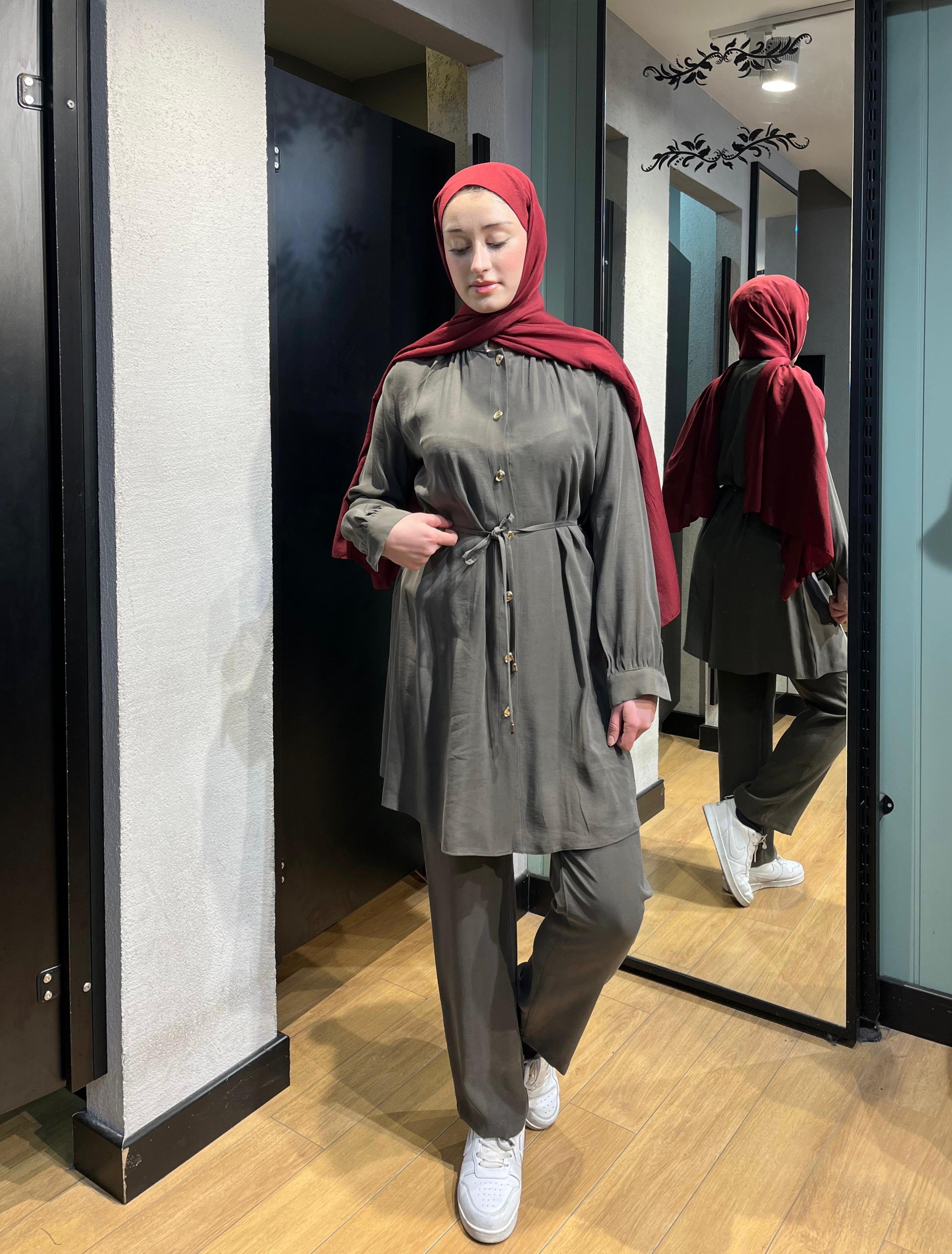İp Detaylı Modal Takım Füme