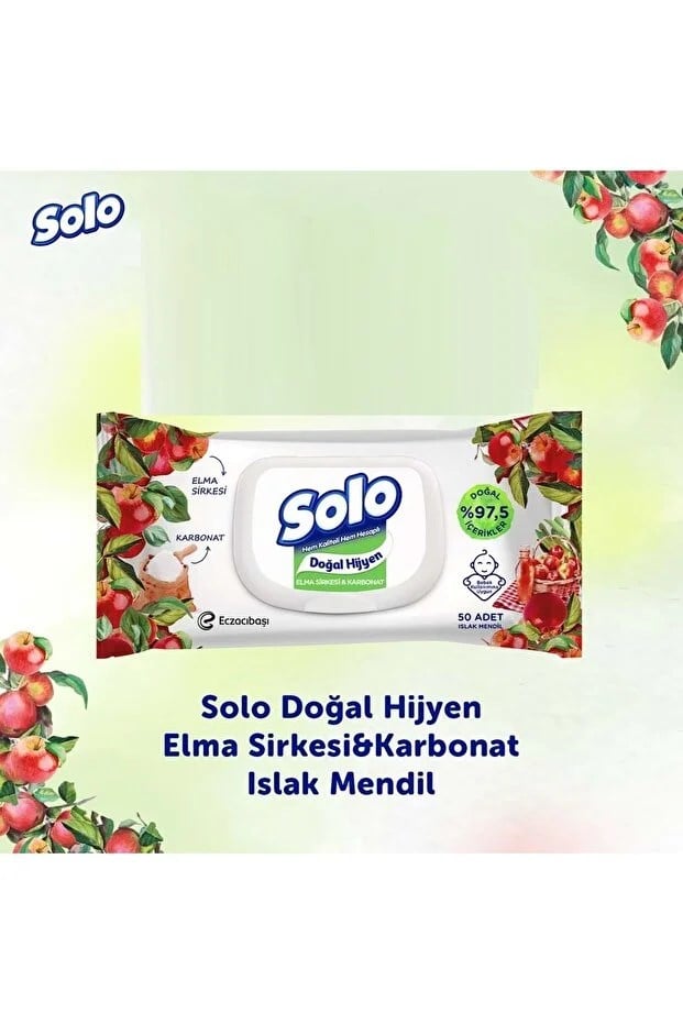 Solo Doğal Hijyen Elma Sirkesi & Karbonat Islak Mendil 1x50