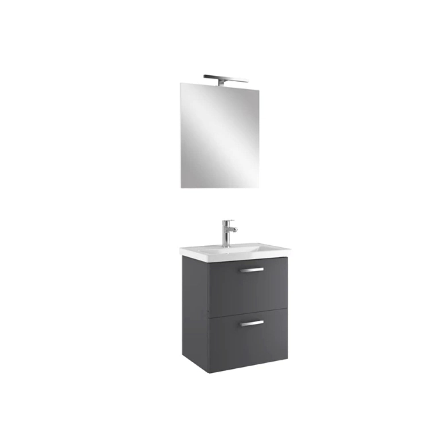 310300104642NOAH 55 CM ANTRASİT ÇİFT ÇEKMECELİ ALT DOLAP + LAVABO + AYNA