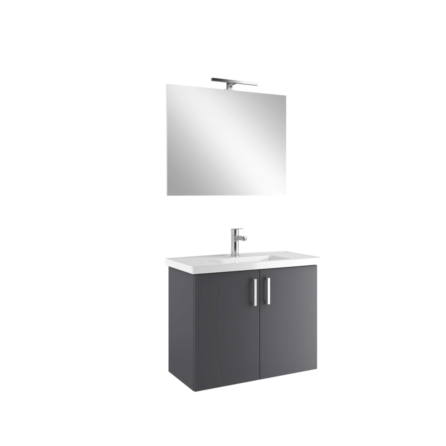 310300104666NOAH 80 CM ANTRASİT KAPAKLI ALT DOLAP + LAVABO + AYNA