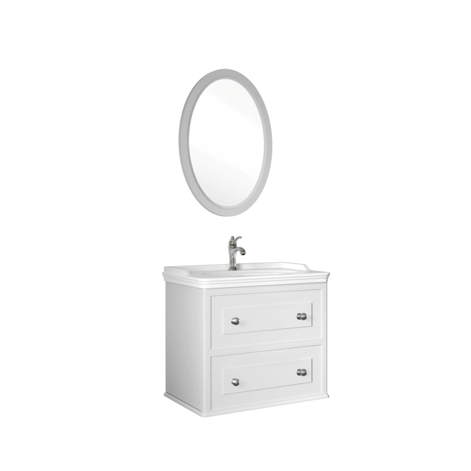 610100200137MIRO 80 CM ALT DOLAP + LAVABO + AYNA MAT BEYAZ