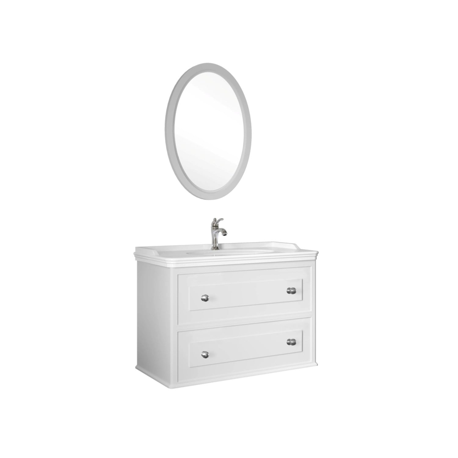610100200141MIRO 100 CM ALT DOLAP + LAVABO + AYNA MAT BEYAZ