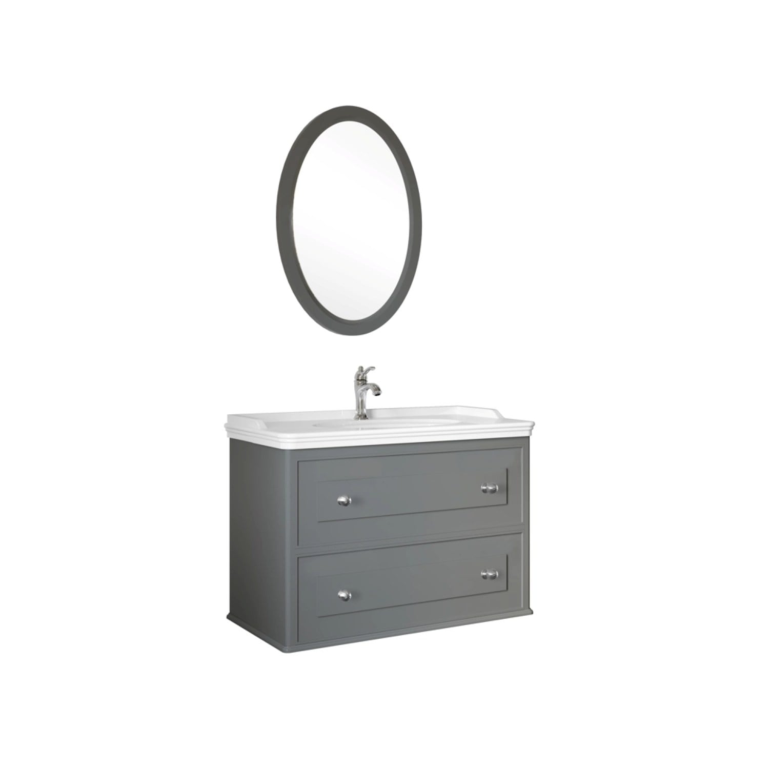 610100200142MIRO 100 CM ALT DOLAP + LAVABO + AYNA MAT GRİ