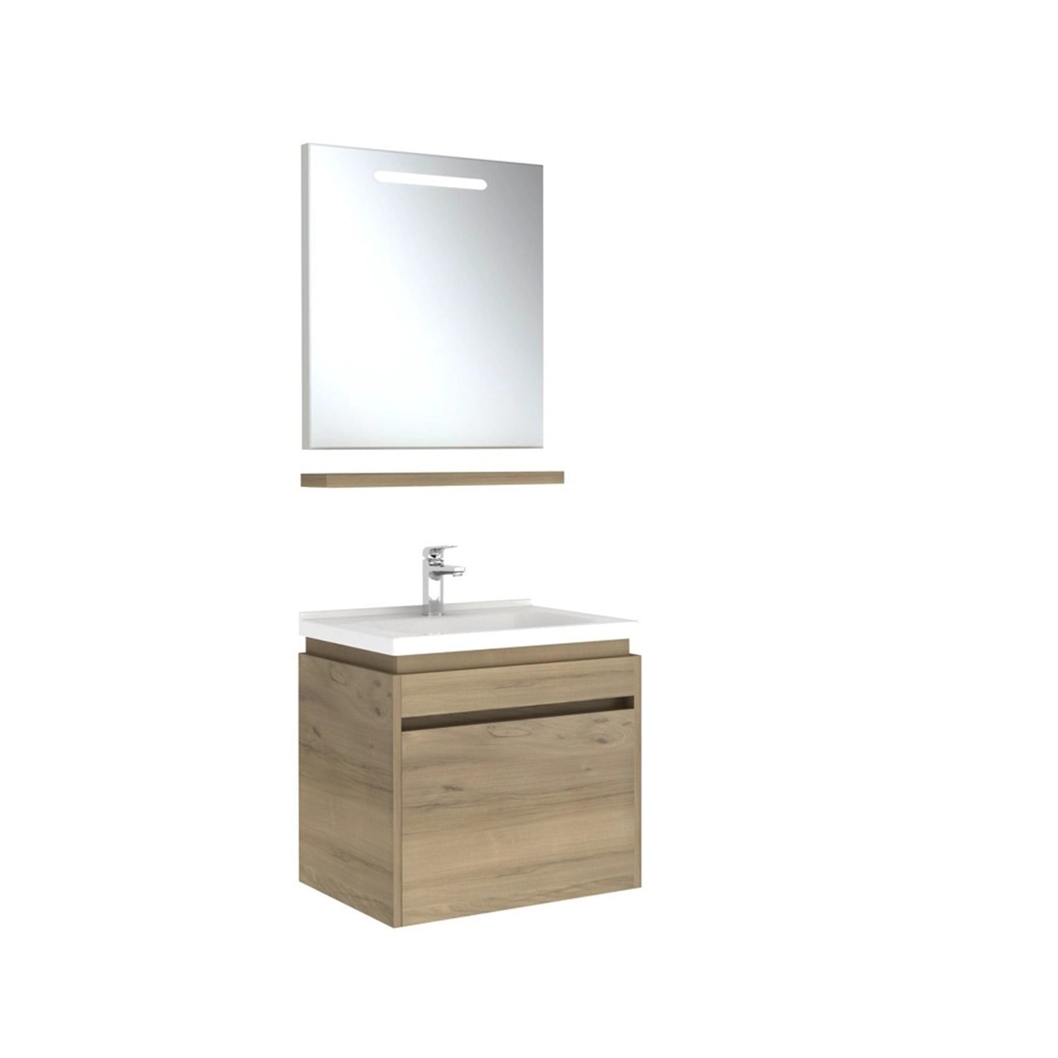 610100200500IDEA 2.0 65 CM PASİFİK A 1 ÇEKMECELİ ALT DOLAP + LAVABO + 65 CM LED AYDINLATMALI PASİFİK A AYNA DOLAP