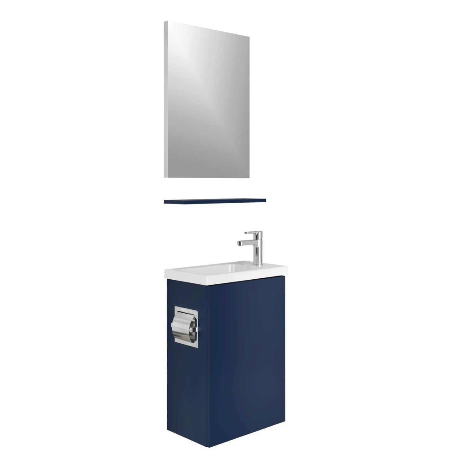 610100201209MİNİMALİST 50 CM LACİVERT AKSESUARLI ALT DOLAP + LAVABO +LACİVERT  ETAJER +AYNA