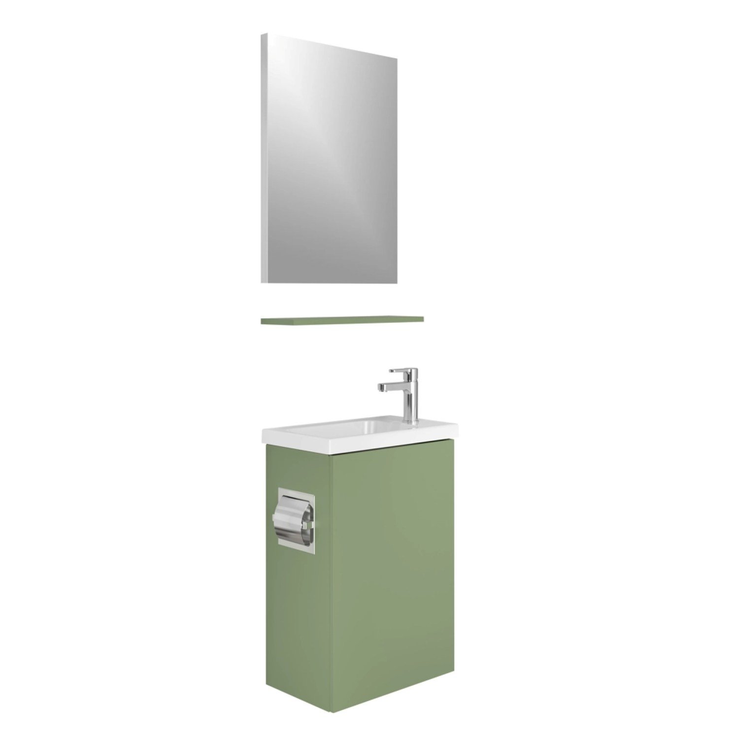 610100201218MİNİMALİST 50 CM YEŞİL AKSESUARLI ALT DOLAP + LAVABO +YEŞİL  ETAJER +AYNA