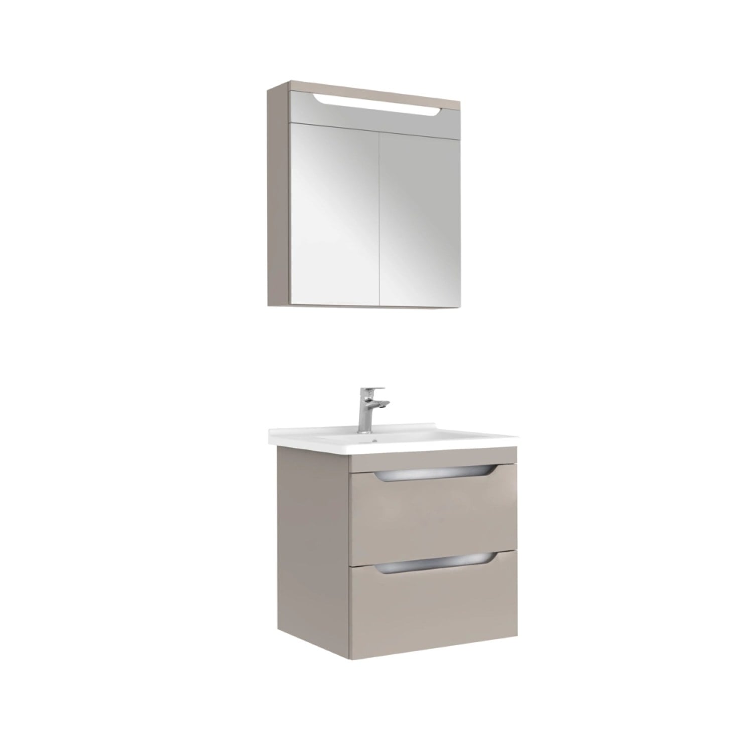 610100201230CASILLA 65 CM ALT DOLAP + LAVABO + AYNA DOLAP MAT VİZON