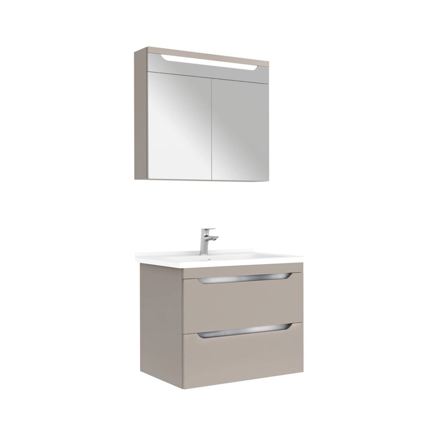 610100201232CASILLA 80 CM ALT DOLAP + LAVABO + AYNA DOLAP MAT VİZON