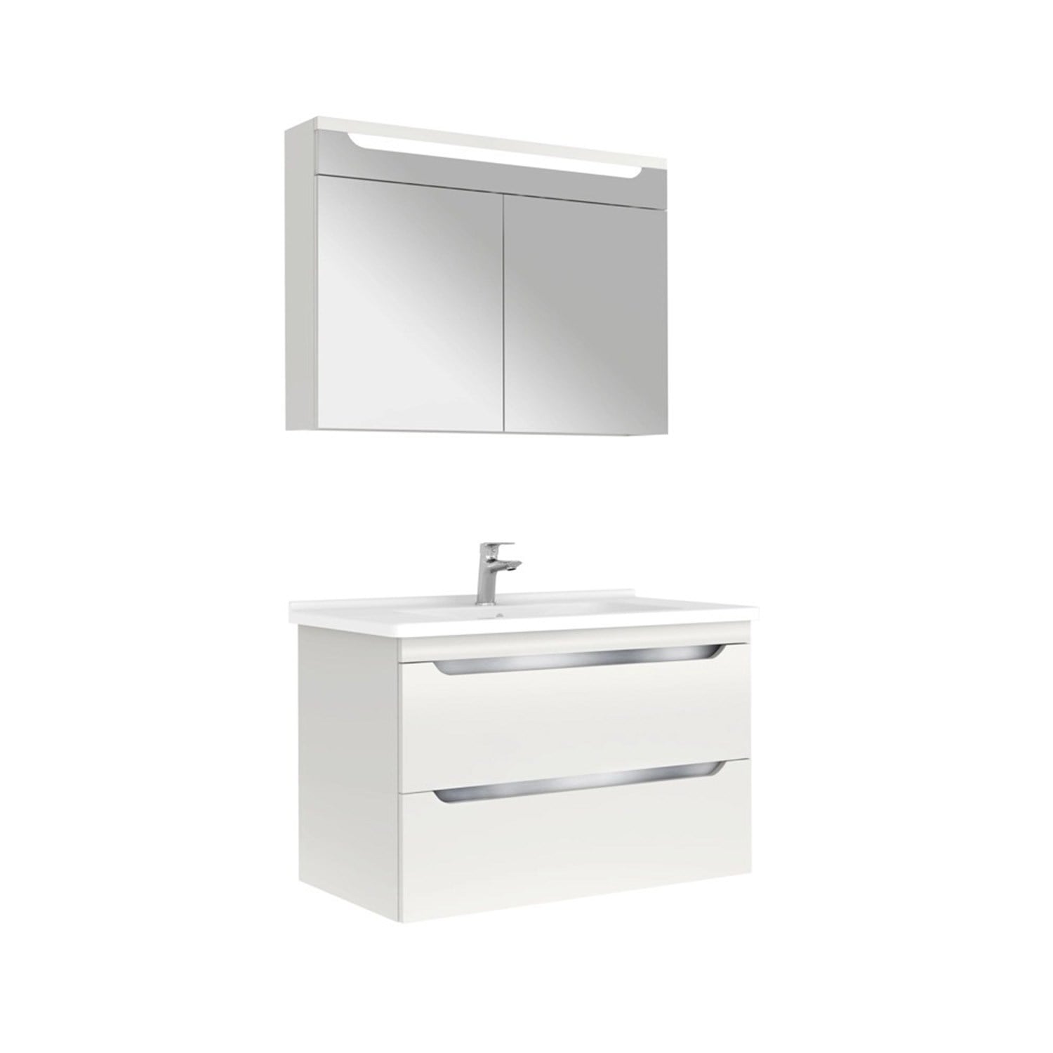 610100201233CASILLA 100 CM ALT DOLAP + LAVABO + AYNA DOLAP MAT GRİ
