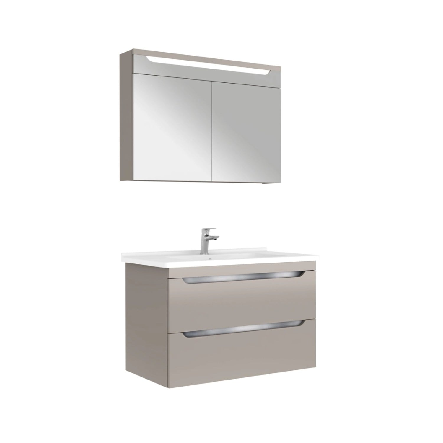 610100201234CASILLA 100 CM ALT DOLAP + LAVABO + AYNA DOLAP MAT VİZON