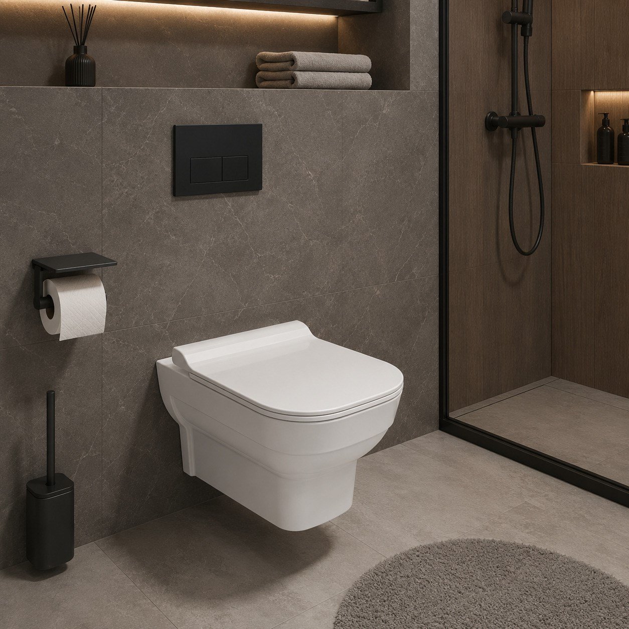Kale Loft Kanalsız Asma Klozet + Ultra Slim Yavaş Kapanan Klozet Kapağı-Asma Klozet-610100100641-Kale