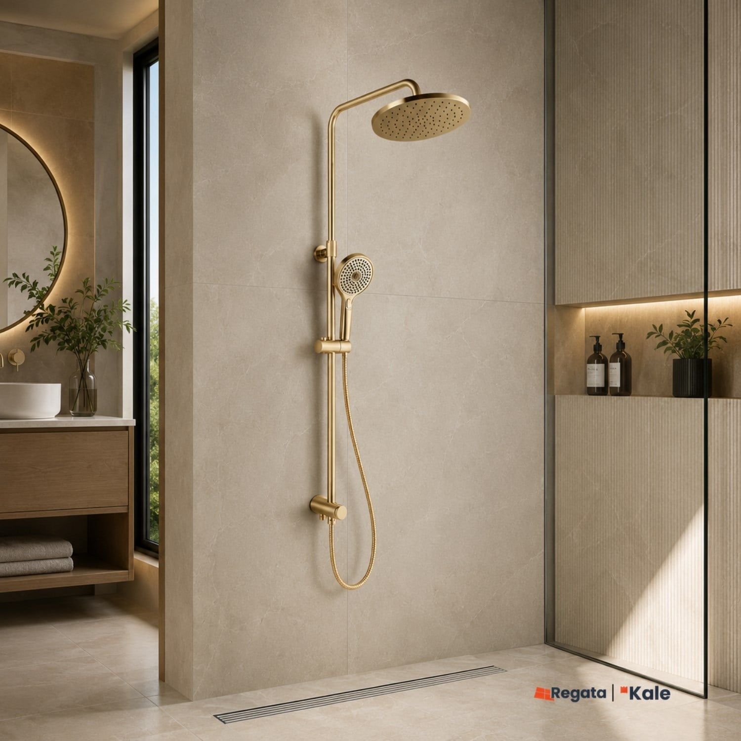 Kale Rain Yuvarlak Push Button Altın Duş Barı-Duş Barları-410200505500-Kale