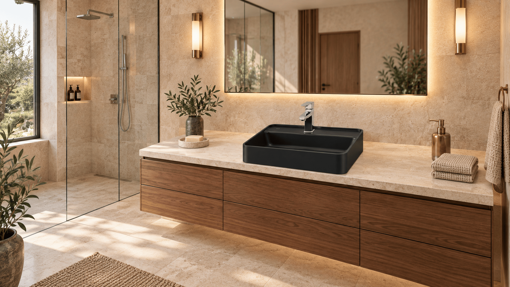 Kale Zero 2.0 45x45 Cm Mat Siyah Kare Lavabo-Çanak Lavabo-310200200571-Kale