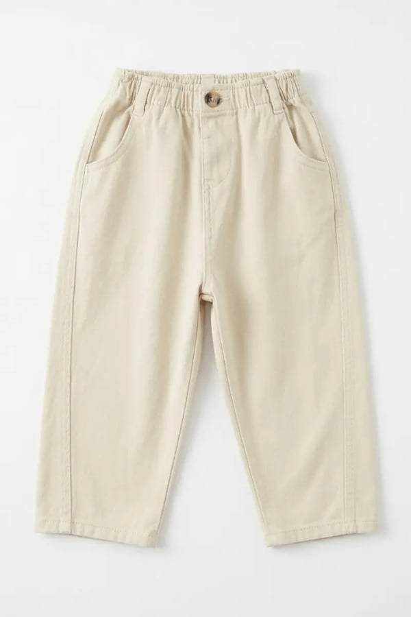 Çocuk Balon Denim Pantolon Krem