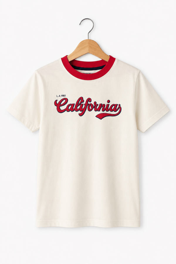Çocuk California Baskılı Tişört Ekru