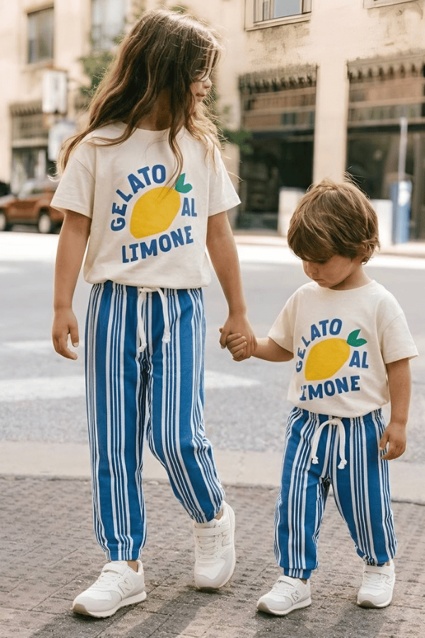 Çocuk Limon Baskılı Tişört ve Pantolon Takım