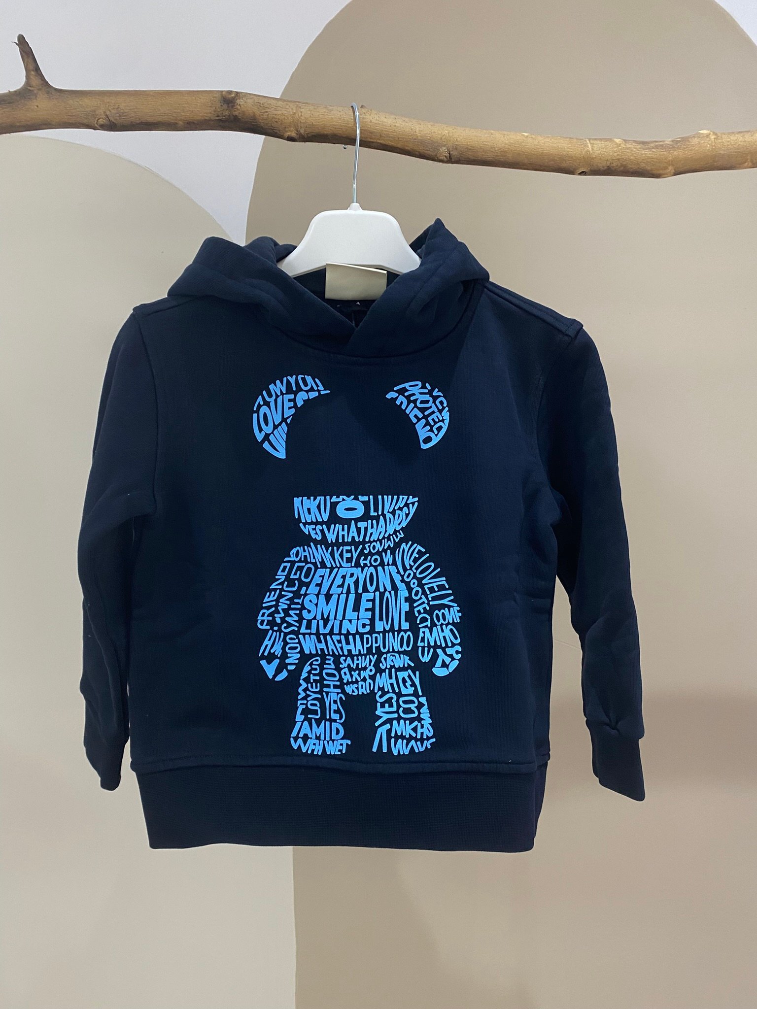 Dijital Baskılı Kapüşonlu Sweatshirt – Erkek Çocuk, Lacivert, %100 Pamuk, 4–10 Yaş