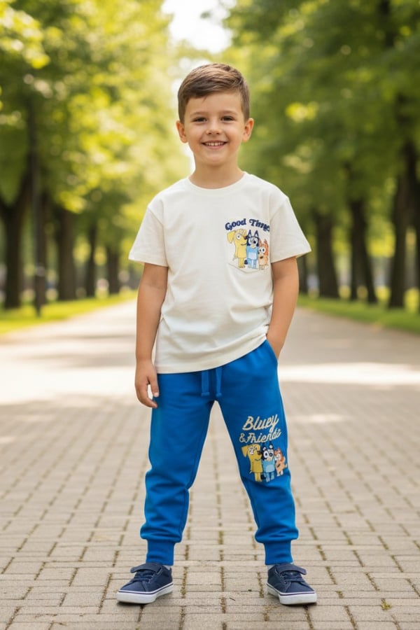 Erkek Çocuk Bluey Baskılı Eşofman Takım Mavi