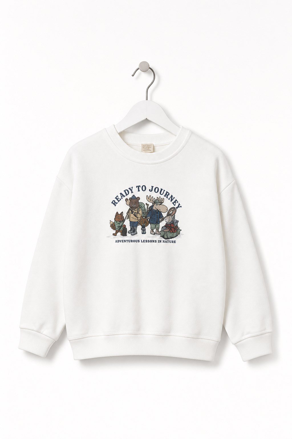 Erkek Çocuk Hayvan Baskılı Sweatshirt Ekru