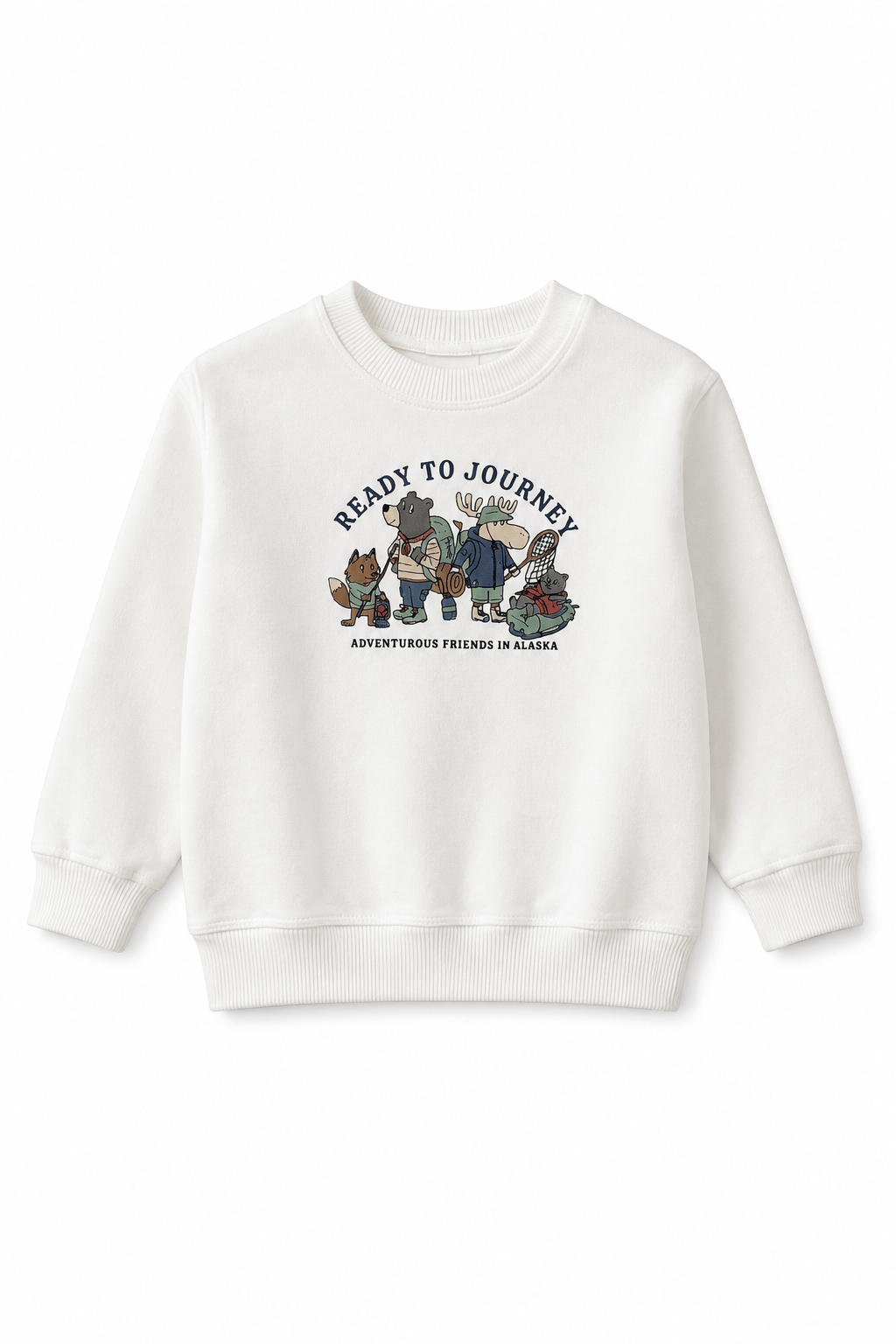 Erkek Çocuk Hayvan Baskılı Sweatshirt Ekru