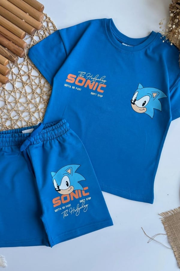 Erkek Çocuk Sonic Baskılı Eşofman Takım Mavi