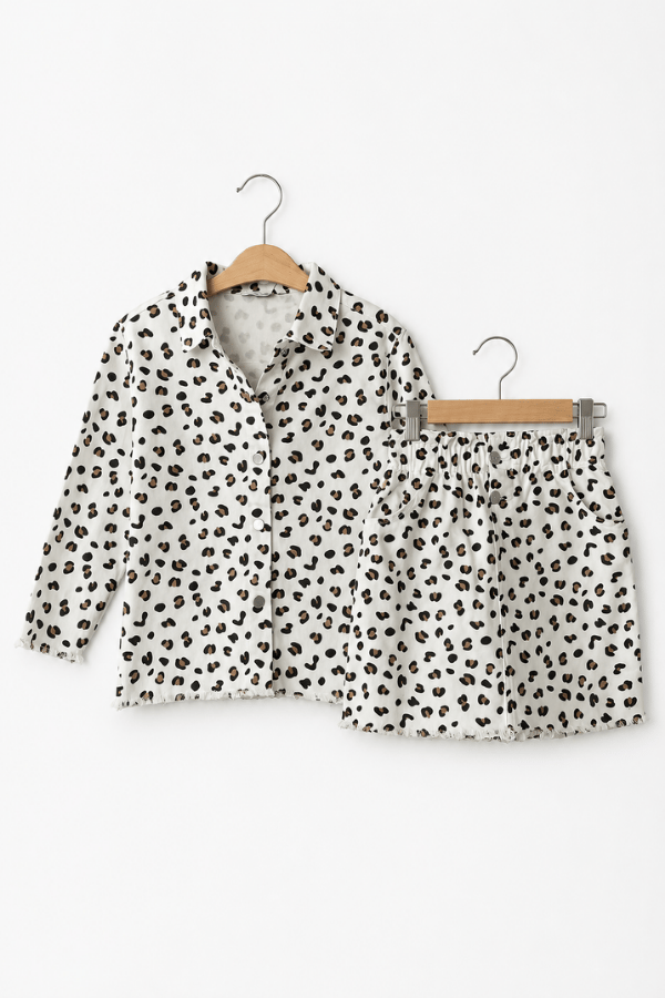 Leopar Desenli Takım – Gömlek & Etek