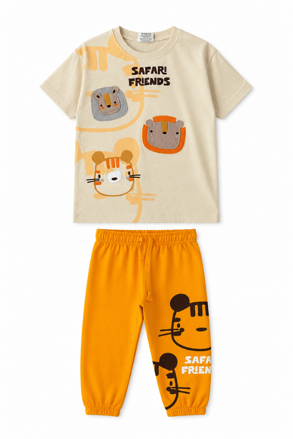 Safari Friends Nakışlı 2'li Takım – Hardal