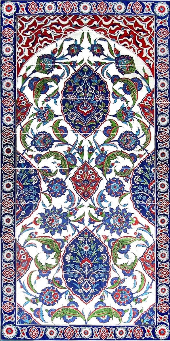 Armada Çini 100x200 Cm ED 660 Göbekli Madalyon Desenli El dekoru Çini Pano