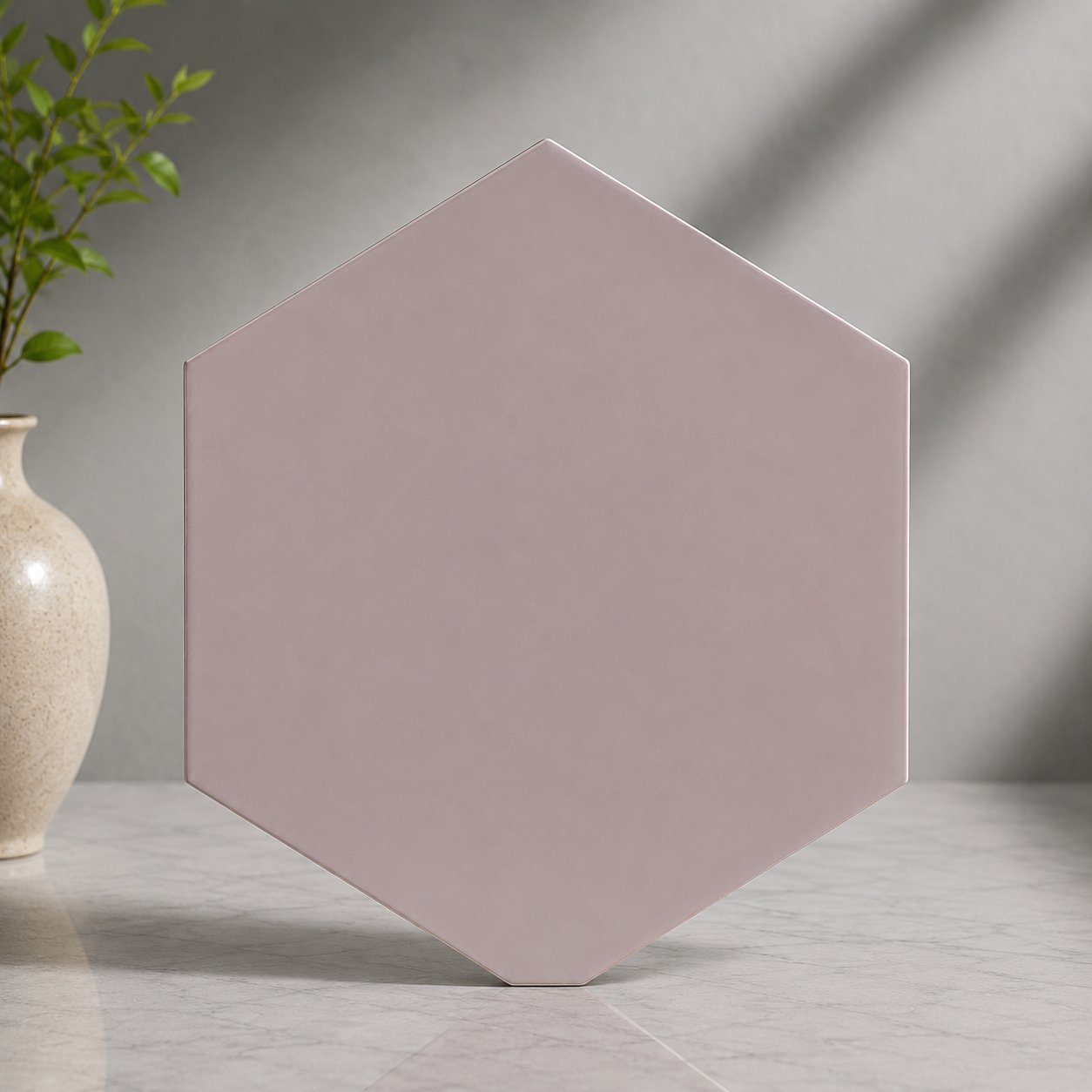 Armada Çini 15x17 Cm Düz Açık Pembe Altıgen Seramik 