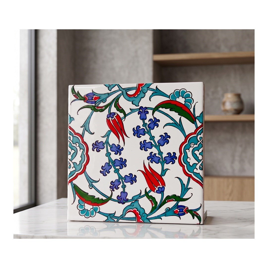 Armada Çini 20x20 Cm Ac 5 İznik Dönence Çiçek Desenli Çini Karo