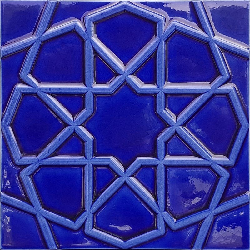 Armada Çini 20x20 Cm Rölyefli Kobalt Selçuklu Yıldızı Deseni Çini Karo