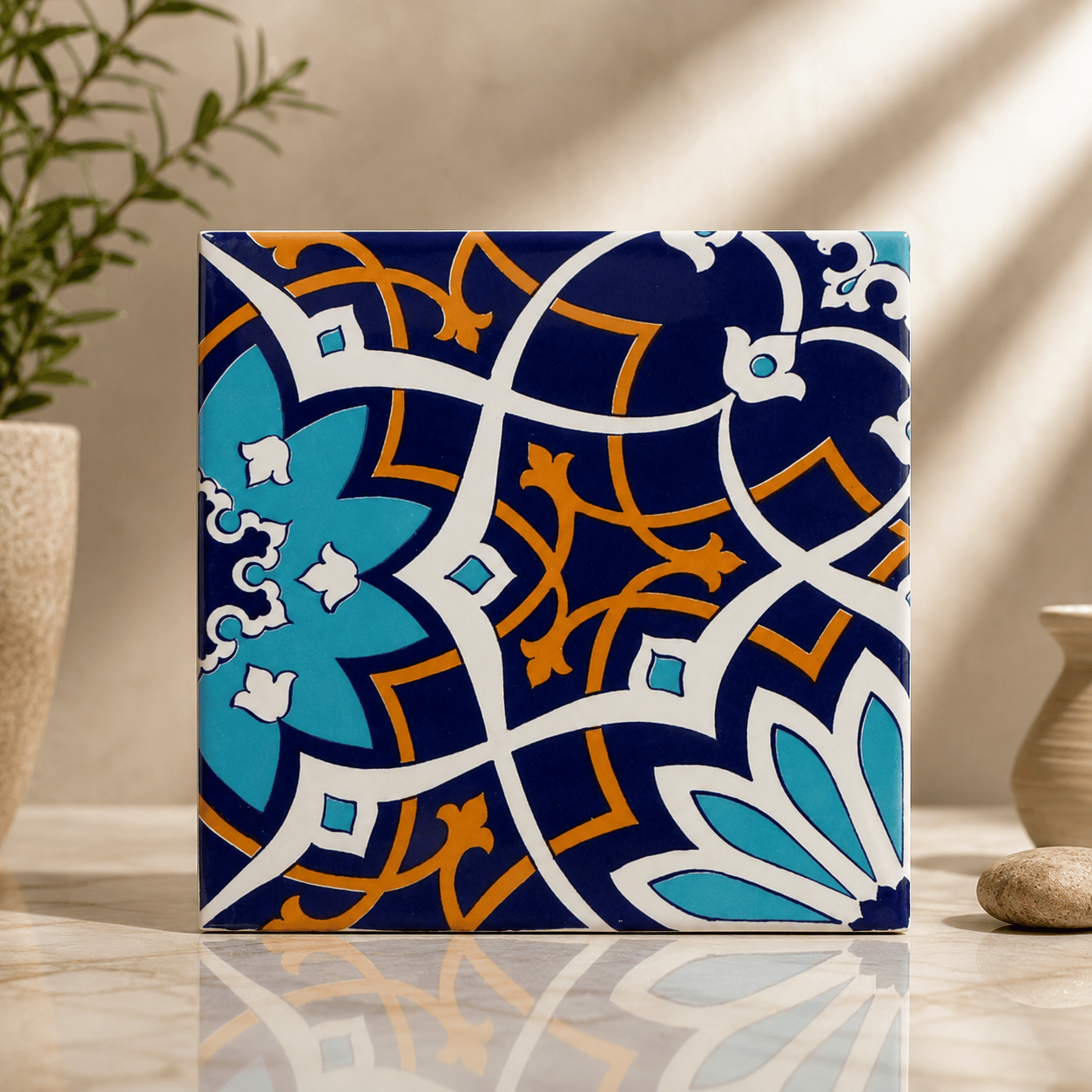 Armada Çini 20x20 Cm SP 202  Çiçek Desen Kütahya İznik Çini Karo