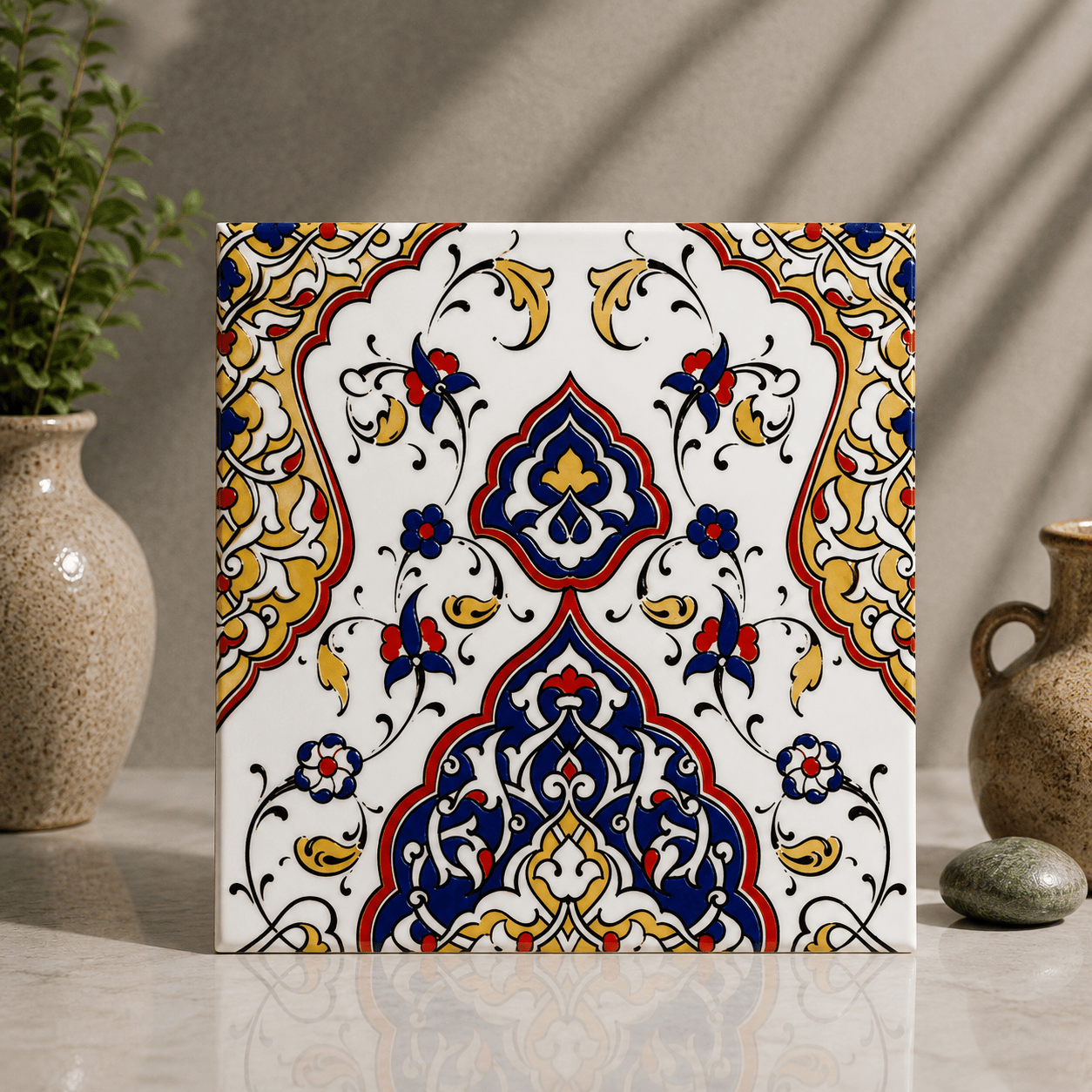 Armada Çini 20x20 Cm SP 79 Kütahya Çinisi Osmanlı Desenli Çini Karo