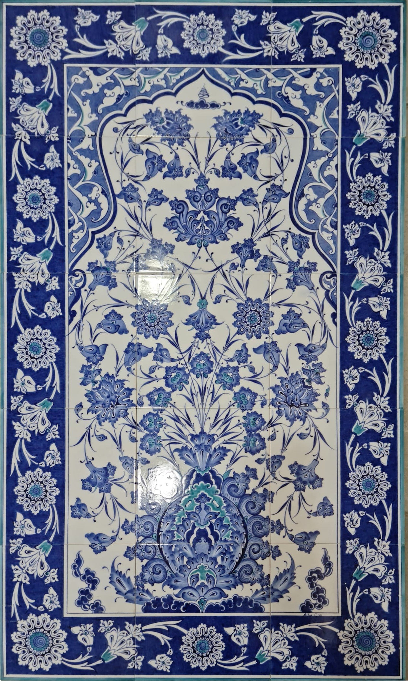 Armada Çini 60x100 Cm ED 618 Mavi beyaz Lotus Pano