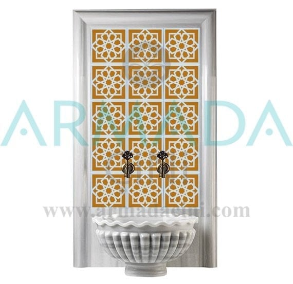 Armada Çini 60x100 Cm SP 101 Sarı Serigraf Türk Hamamı Pano